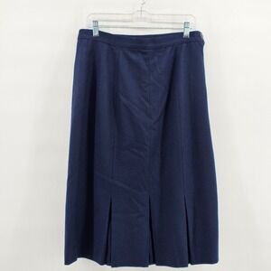 Vintage Pendleton Pleated Midi Skirt Navy Blue Lined Size 14 Made in USA FLAWS